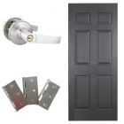 Combo puerta Colonial Wengue de 70x207cm + Chapa con llave satin + Bisagras Galvanizadas