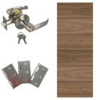 Combo puerta entamborada de melamina 65 + chapa tipo manija con llave bronce antiguo + Bisagras galvanizadas 3x3