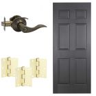 Combo puerta colonial wengue 65 cm + Manija con llave aston + Bisagras dorado brillante