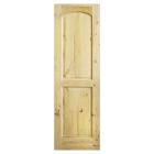 Combo puerta de pino 2 tableros curvo, 80 x 210cm + chapa con llave satin + bisagras galvanizadas