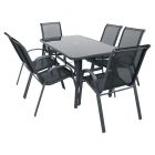 Set de terraza 7 piezas negro + Sombrilla rectangular triple 250 x 450 x 270