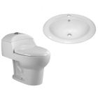 Combo Inodoro ronco una pieza blanco + Lavamanos Elsa ovalado empotrable blanco