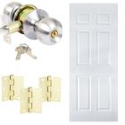 Combo puerta colonial, 0.85 x 207cm, + pomo con llave satin + bisagras doradas