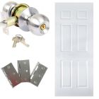Combo puerta colonial, 0.90 x 207cm, + pomo con llave satin + bisagras galvanizadas