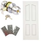 Combo de puerta carmel 65 x 207cm 4 tableros + chapa con llave satin + bisagras galvanizadas