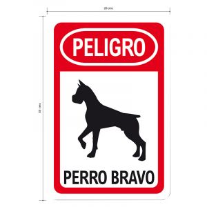 Letrero de Peligro Perro Bravo, Cartel, Señalización, Riesgo, Rotulado en  PVC Rígido.