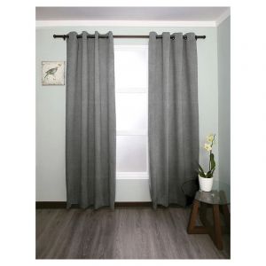 Paneles de cortina color gris carbón, cortinas de lino natural rico con  bolsillo para barra, cortinas con bloqueo de luz para habitación familiar