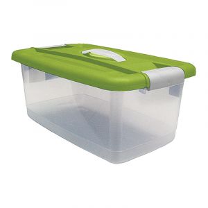 Caja plastica click, 16l, 27x30x47cm, tapa verde