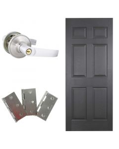 Combo puerta Colonial Wengue de 70x207cm + Chapa con llave satin + Bisagras Galvanizadas