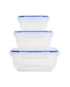 Set 3 cajas de almacenamiento con tapa plastico transparente