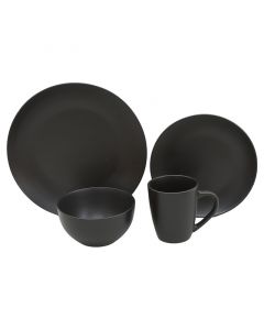 Vajilla de cerámica 16 piezas negro mate