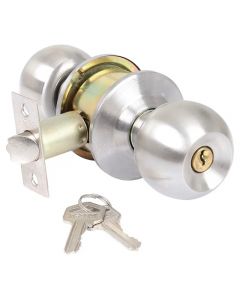 Chapa con llave para dormitorio acero inoxidable satinado