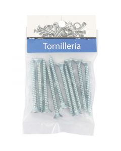 Tornillo metal plana punta fina 10 mm x 2" 10 unidades