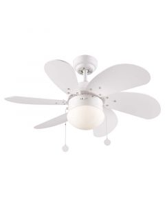 Ventilador techo 32" 6 aspas 1 luz blanco designers lighting