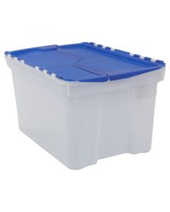 Caja plástica 60 litros, industrial, 32 x 40 x 60cm, azul, tapa plegable