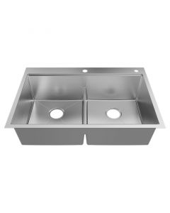 Lavatrastos acero inoxidable todo en uno montaje dual 2 fosas 83 x 56 cm Aqua Nuova Deluxe