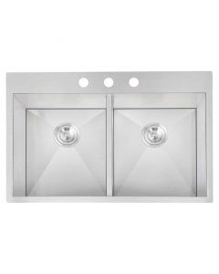Lavatrastos empotrar acero inoxidable 2 fosas 23 x 84 x 56 cm satinado Aqua Nuova Deluxe