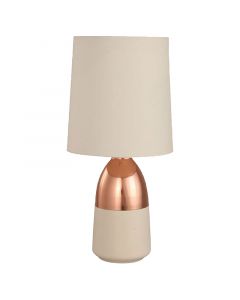Lámpara de mesa, crema y cobre, 1 luz, e27 40w