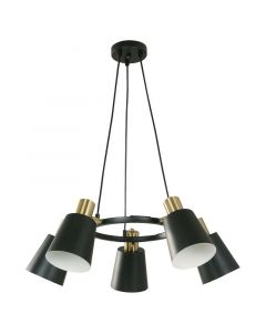 Lámpara colgante moderna negro y dorado 5 luces e27 33646-2