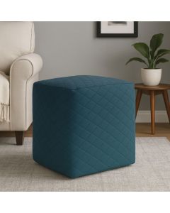 Taburete ottoman de terciopelo turquesa