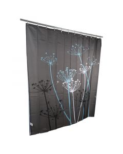 Cortina para baño poliéster gris con flores 183x183 cm