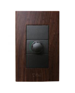 Toma corriente t y j, dimmer 200w, negro roble, linea modular