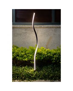 Lámpara tipo estaca moderna ondas verticales negra 1 luz LED solar 24719