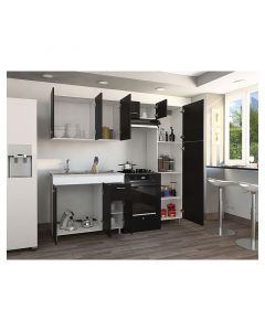 Mueble de cocina volare, 210 x 195 x 51cm, mesón izquierdo, negro con blanco