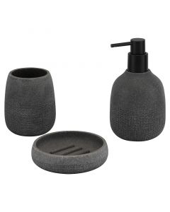 Set de accesorios de baño 3 piezas mate gris