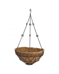 Maceta colgante tipo canasta, decorada con relleno de coco, 14"