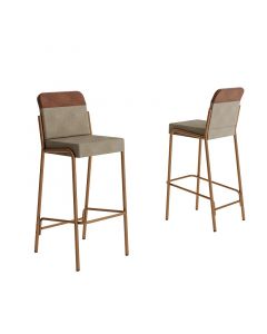 Set de 2 sillas de bar beige soporta hasta 100 kg