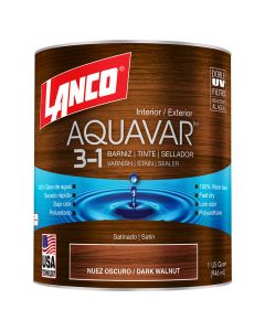 Barniz nuez oscuro aquavar 1/4galon base agua con poliuretan