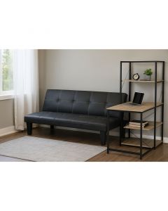 Sofá cama, 166x75x66cm, cuerina, negro