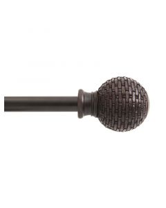 CORTINERO METÁLICO BOLA LABRADA 16MM, 122-218CM CAFÉ