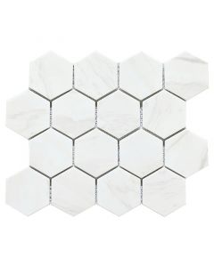 Malla decorativa vidrio reciclado 26 x 30 cm Hexaglar Ariston White