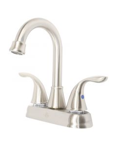 Grifo para lavamanos 4" cuello ganso Classic plateado tipo palanca