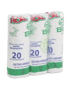 Bolsas para basura biodegradables extra grande 75 l rollo 60 unidades blanco Bolsi Roll