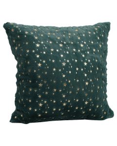 Cojin navideño verde estrellas doradas 45 x 45 cm