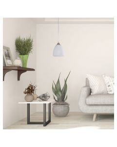 Lámpara Colgante 1 Luz Satín Níquel Pantalla Opal Blanco