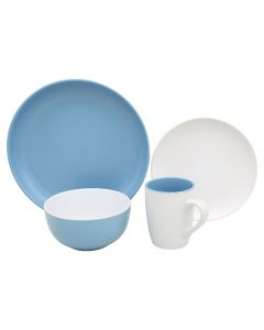 Vajilla de cerámica 16 piezas azul y beige mate