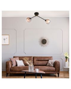 Lampara de techo negro+niquel satinado 2l e27 40w n/b