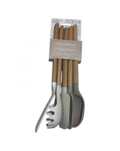 Set de 5 utensilios de cocina de silicona y madera beige