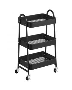Carrito organizador metal 3 niveles 79.5 x 44 x 31.5 negro