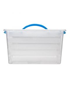Caja plastica 10 litros,19 x 35 x 25cm, clic con sujetador, cristal-transparente