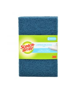FIBRA DE LIMPIEZA DELICADA, CERO RAYAS PARA BAÑO, 2 UNIDADES, AZUL