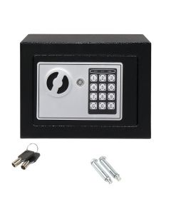 Caja de seguridad 17 x 23 x 17cm espesor 1mm, puerta 3mm, electrón y llave