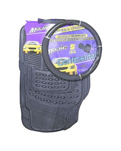 KIT  CUBREVOLANTE Y ALFOMBRA NEGRO MAJIC