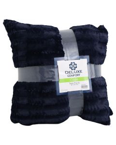 Set de 2 cojines cuadrados pelo corto 45 x 45 cm azul marino