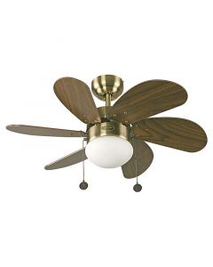 Ventilador techo 32" 6 aspas 1 luz bronce antiguo designers lighting