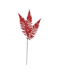 Pick navideño rama decorada, 70cm, escarchada, roja
